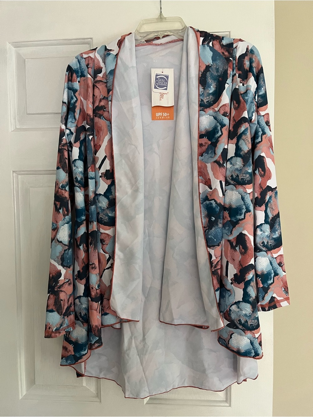 Skin Open-Front Floral Blazer in Blue and Pink